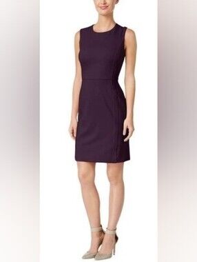 Calvin Klein NWT Sleeveless Sheath Lined Dress in Plum Misses Size 2